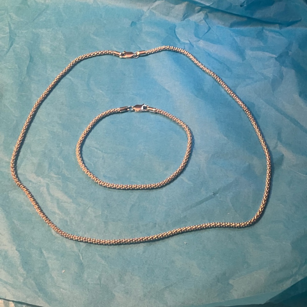 Vintage 925 Silver matching rope necklace and bracelet